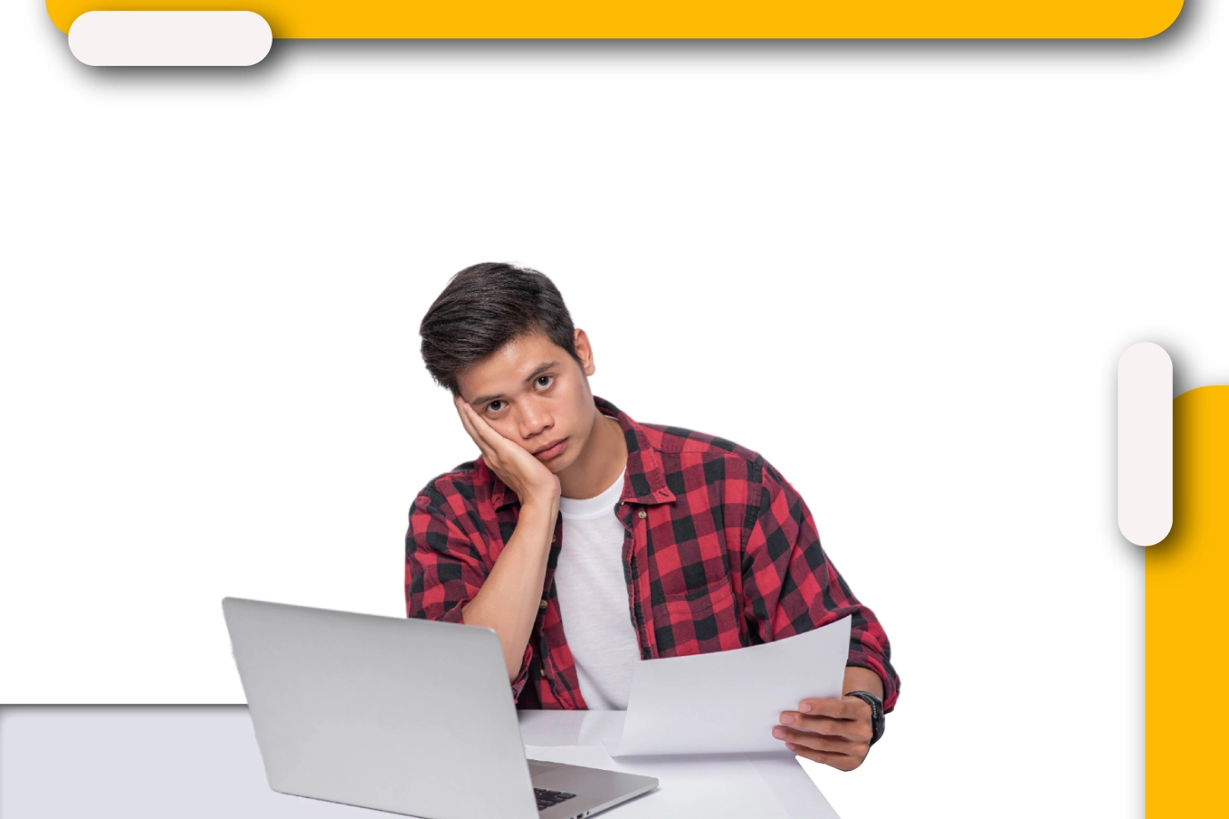 Imagen de estudiante pensando en abandonar su carrera en referencia a la prueba TuSentido de Psigma Corp