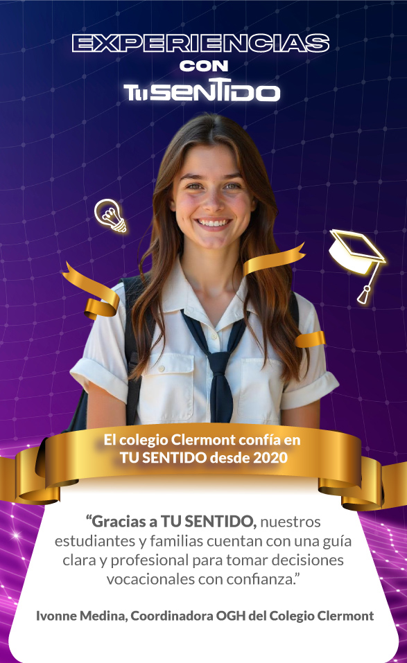 caso-de-exito-colegio-clermont Testimonio del Colegio Clermont sobre la prueba TU SENTIDO de Psigma, destacando cómo ayuda a estudiantes a elegir qué carrera estudiar en Colombia con seguridad y respaldo profesional.